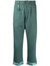 Clot Turn-up Straight Leg Trousers In Green