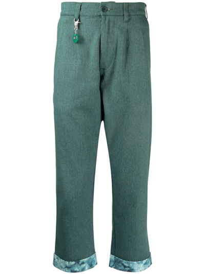 Clot Turn-up Straight Leg Trousers In Green