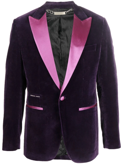 Philipp Plein Single-breasted Velvet Blazer In Purple