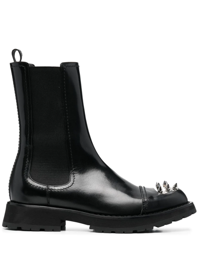 Alexander Mcqueen Chelsea Boots With Studded Toe-cap In Black