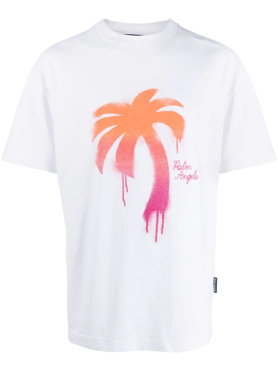 Palm Angels Palm Tree Classic Cotton Graphic Tee In White