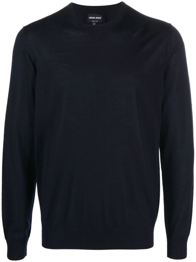 Giorgio Armani Round-neck Jumper In Blue