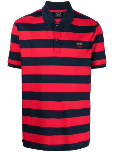 Paul & Shark Heritage Striped Polo Shirt In Red