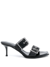 ALEXANDER MCQUEEN 75MM LEATHER BUCKLED MULES