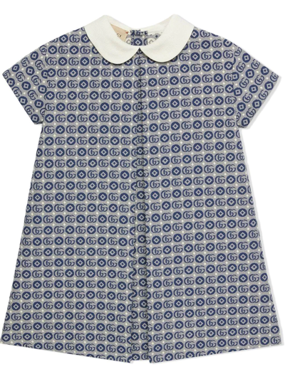 Gucci Kids' Double G Flared Dress In Bluette