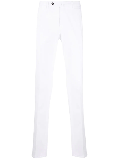 Pt Torino Mid-rise Straight-leg Trousers In Weiss