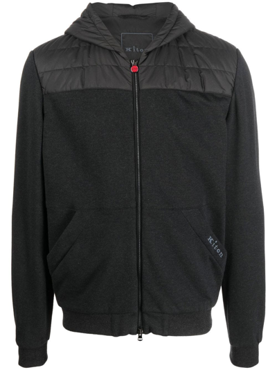Kiton Zipped Hooded Jacket In Black