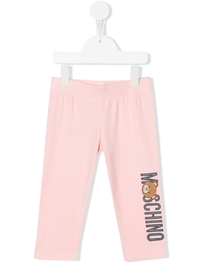 Moschino Babies' Logo-print Leggings In Pink