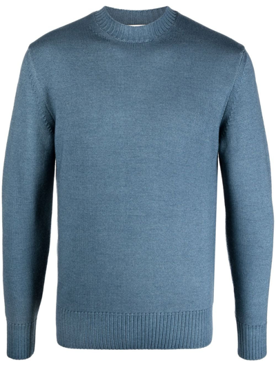 Altea Ribbed-knit Crew Neck Sweater In Blue