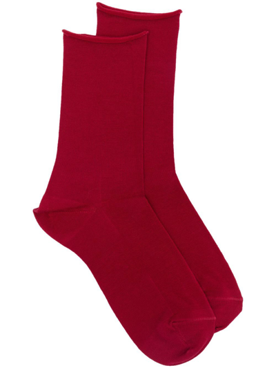 Falke Fine-knit Ankle Socks In Red