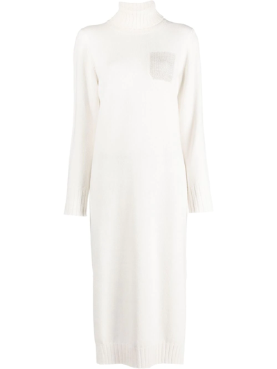 Peserico Roll-neck Knitted Jumper Dress In White