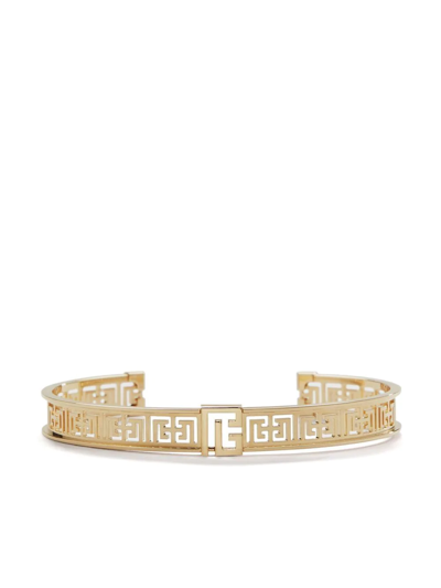 Balmain 18kt Yellow Gold Labyrinth Frieze Bangle Bracelet