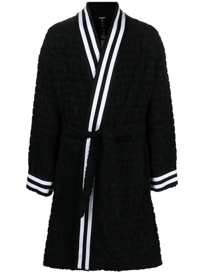 Balmain Contrast-trim Dressing Gown In Black