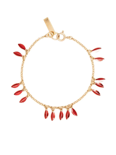 Isabel Marant Shiny Leaves Chain Bracelet In Gold