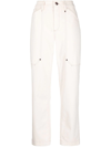 Brunello Cucinelli Contrast-stitching Straight-leg Jeans In Neutrals