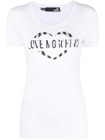 Love Moschino Logo-print Round-neck T-shirt In White