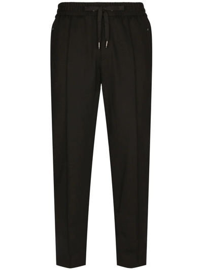 Dolce & Gabbana Drawstring-waist Wool-blend Trousers In Black
