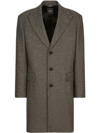 Dolce & Gabbana Tailored Herringbone Coat In Black