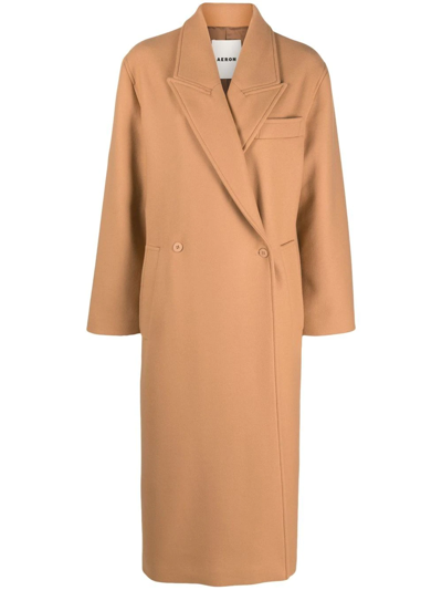 Aeron Double-breasted Wool-blend Coat In Neutrals