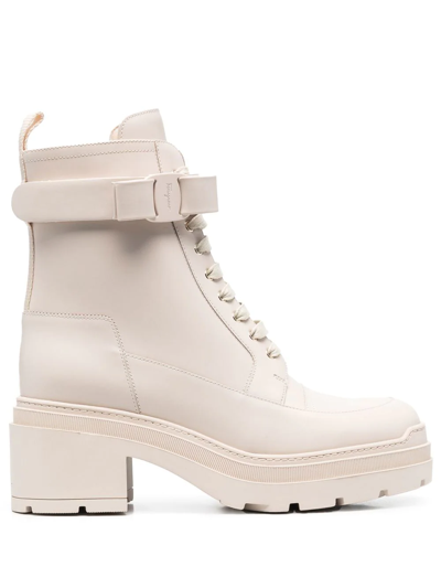 Ferragamo Lober Ankle Boots In Bone