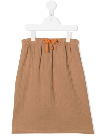 The Row Kids' High-waisted Waffle Skirt In Brown