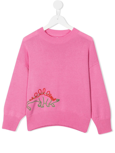 The Row Kids' Embroidered-dinosaur Jumper In Pink