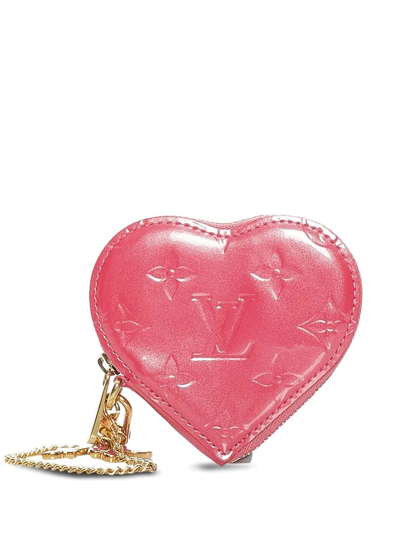Pre-owned Louis Vuitton 2007  Vernis Debossed Monogram Heart Coin Purse In Pink