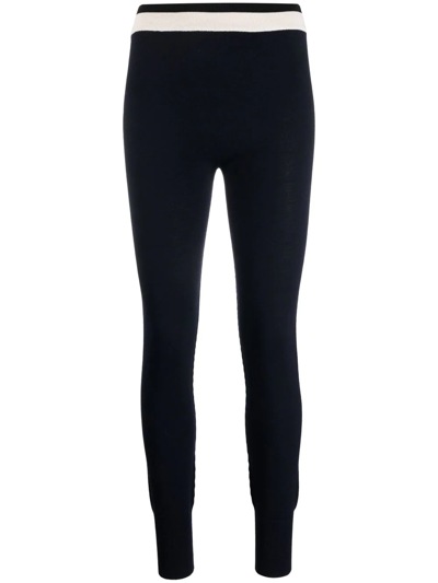 Jil Sander Contrast-stripe Knitted Leggings In Blue