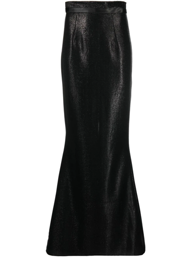 Styland Metallic-thread Maxi Skirt In Black