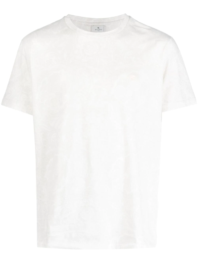 Etro Paisley-print Cotton-jersey T-shirt In White