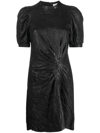 Zadig & Voltaire Rixe Cuir Froisse Crinkle Leather Minidress In Black