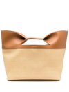 Alexander Mcqueen The Bow Leather And Raffia Tote Bag In Neutrals