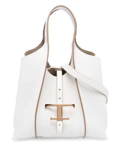 Tod's Timeless Logo Charm Tote Bag In White