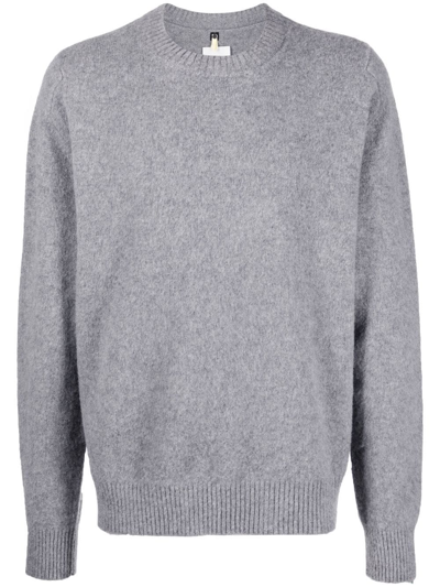 Oamc Intarsia-knit Logo Wool=blend Jumper In Grey