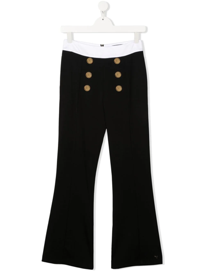 Balmain Teen Button-detail Bootcut Trousers In Black