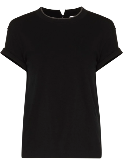 Brunello Cucinelli Round-neck Short-sleeve T-shirt In Black