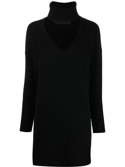 Federica Tosi Black Ribbed-knit Long-sleeve Dress
