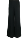 P.a.r.o.s.h Black Straight Pants With Elastic Waistband In Fabric Woman In Black
