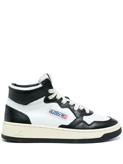 Autry Black Medalist Leather High-top Sneakers In White