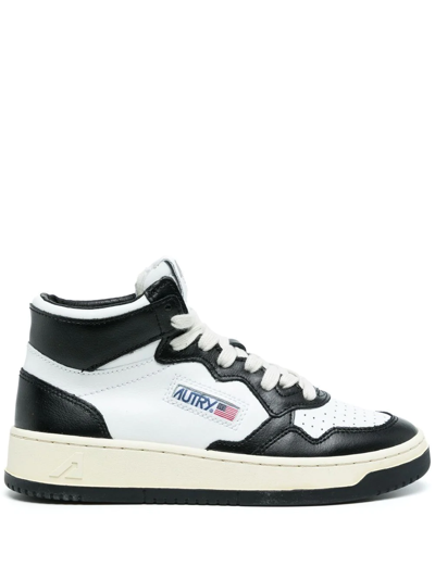 Autry High-top Lace-up Sneakers In White Black