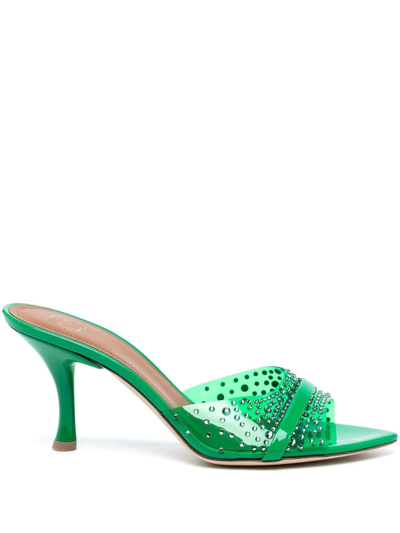 Malone Souliers Julia 70 Embellished Pvc And Patent-leather Mules In Green