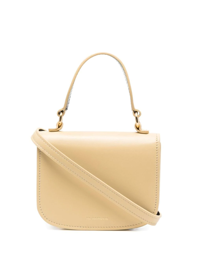 Jil Sander Halo Leather Mini Crossbody Bag In Beige