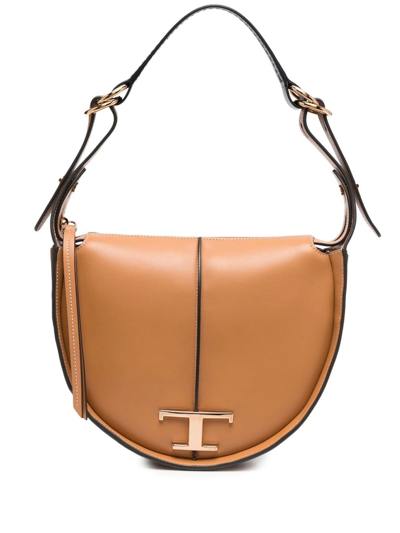 Tod's Timeless Hobo Bag In Leather - Small In S410 Kenia Sc B999 Nero