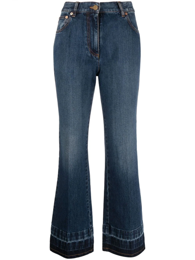 Valentino High Waist Wide Leg Nonstretch Jeans In Blue