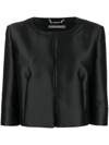 Alberta Ferretti Satin-finish Cropped Jacket In Black