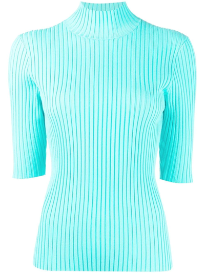 Enföld Short-sleeve Rib-knit Top In Blue