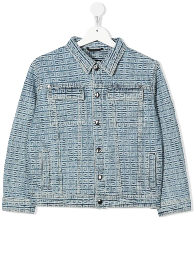 Givenchy Kids' Monogram-pattern Denim Jacket In Blue