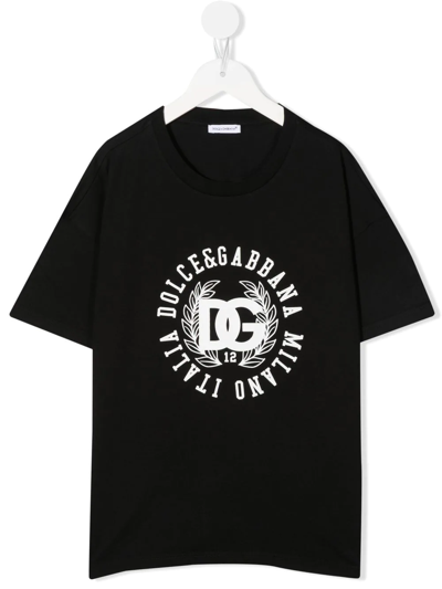 Dolce & Gabbana Kids' Logo-print Cotton T-shirt In Black
