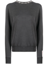 Golden Goose Athena Crystal Embellished Distressed Cotton Sweatshirt In Grey