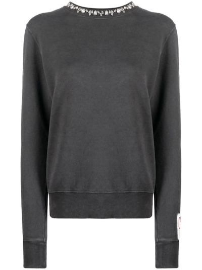 GOLDEN GOOSE CRYSTAL-EMBELLISHED COTTOM SWEATSHIRT